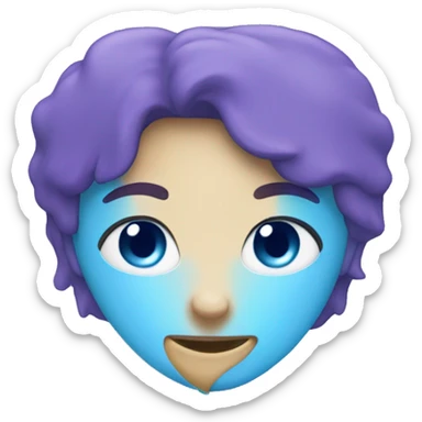 Purple light blue and blue mixed heart  sticker