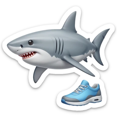 A shark with shoes sticker