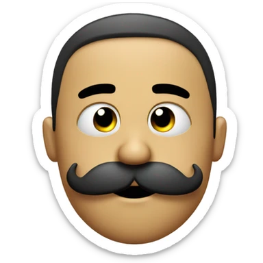 a simple emoji with mustache scratches its chin and thinking sticker