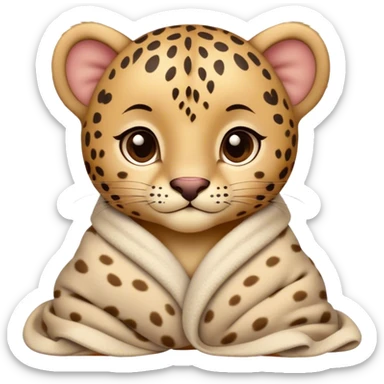 Cute, Disney-style baby leopard cozy in blanket sticker