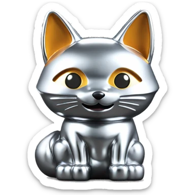 fully chrome fox statue in the form of maneki neko sticker
