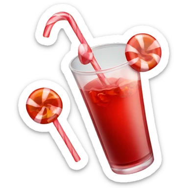 Red drink with candy sticker