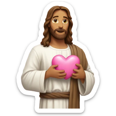 jesus holding a pink heart  sticker