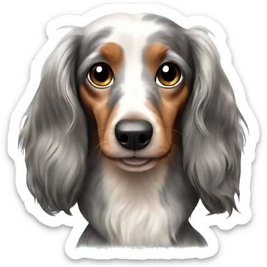 Tri merle long haired dachshund sticker