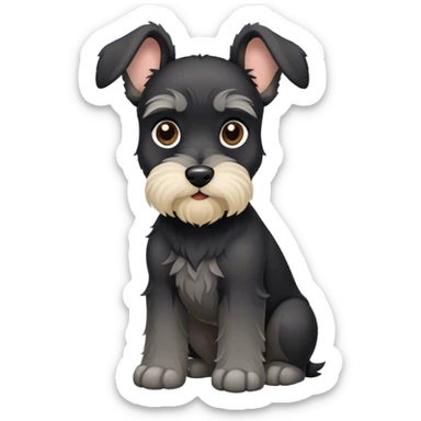 mini black schnauzer with big round ears and long leg hair sticker
