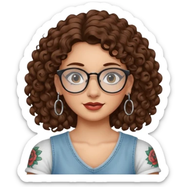 curly glasses earring tattooed girl sticker
