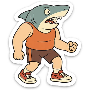 sports person in sneakers with a shark head sticker