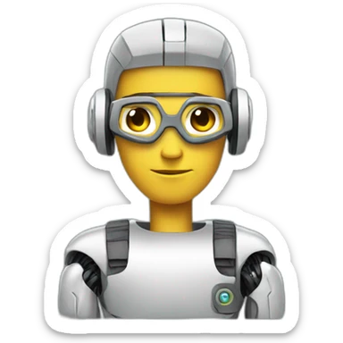 male robot coder sticker
