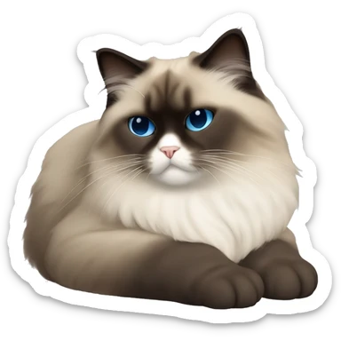 himalayan ragdoll cat asleep with full dark face sticker