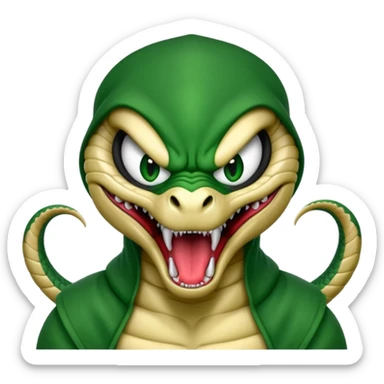 angry cobra with fangs, front face  sticker