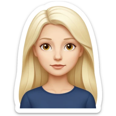 Stylized emoji portrait of a sexy long-haired white-blonde woman, confident expression, smooth skin, minimal makeup, full height  sticker