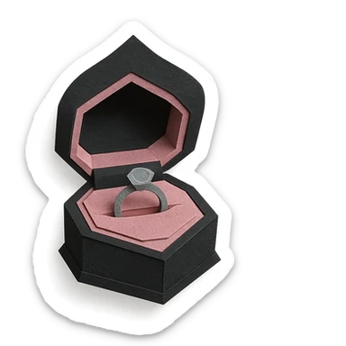 BLACKPINK-inspired gothic ring box, no hearts, layered and elegant, black and pink sticker