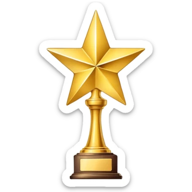 Gold trophy with a star on top sticker