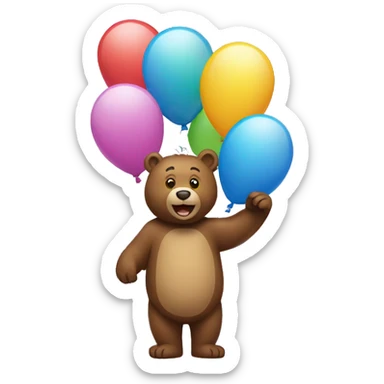 bear holding balloons  sticker