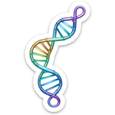 A single helical ribbon representing mRNA, twisting smoothly like a corkscrew or spiral staircase but with only one ribbon; no ladder rungs, no paired bases, no second strand.  Focus on one continuous strand only.” sticker