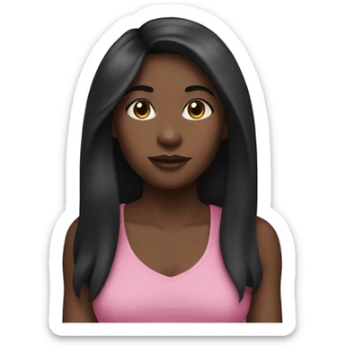 Black girl with long black hair wearing pink with no sleeves sticker