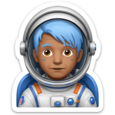 old man, brown skin astronaut with blue hair sticker