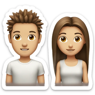 Boy with spiky brown hair and girl with long brown hair  sticker