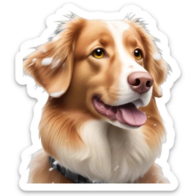 duck tolling retriever in the snow sticker