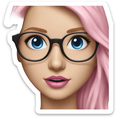 Hyper Realistic Taylor Swift blue eyes and glasses with pink hair  sticker