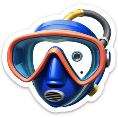 An icon featuring a close-up of a diving mask, snorkel, and fins floating on the surface of vibrant blue water. In the background, coral reefs and tropical fish create a lively underwater scene. Transparent background highlights the beauty and adventure of the diving experience. sticker