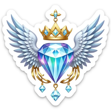 holy diamond emblem with white wings and diamond in the middle sticker