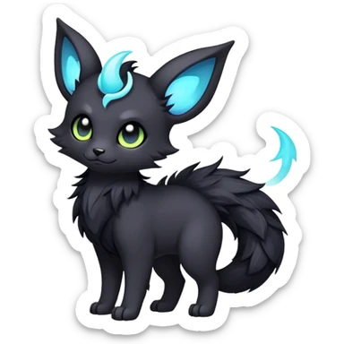 Kawaii dark edgy fantasy ethereal fursona Fakemon with tufted tail sticker