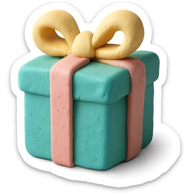 claymation style 3D gift box with pastel colors sticker