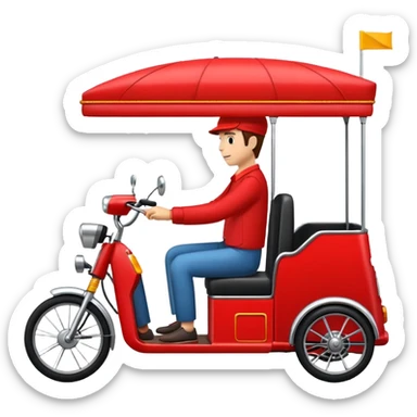 generate an ios genmoji of an e rickshaw red sticker