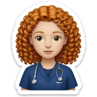 a ginger curly hair vet woman with navy blue scrub

 sticker