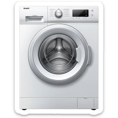front-loading washing machine with round door sticker