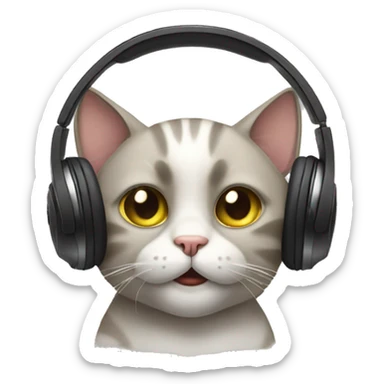 cat wearing headphones sticker