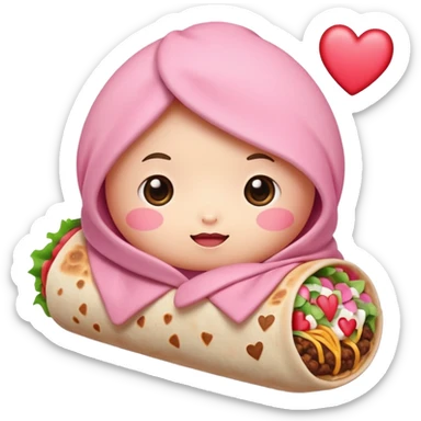 pink hearts burrito valentine hearteyes face cute kawaii niche  sticker