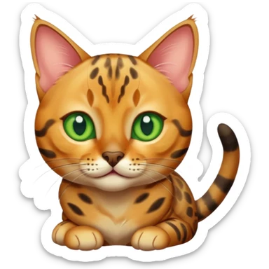 A small Bengal cat with green eyes, looks fun sticker