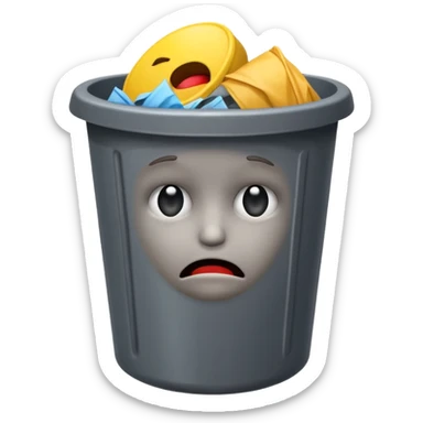 put an emoji into a trash bin. show just the emoji in a trash bin sticker