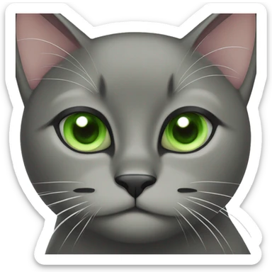black cat with white spot on neck and green eyes sticker