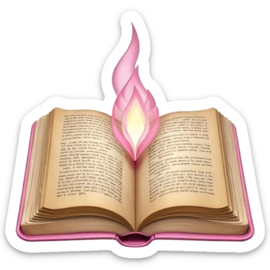 An open pink book with lights emerging from its pages sticker