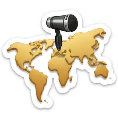 A world map with microphone sticker