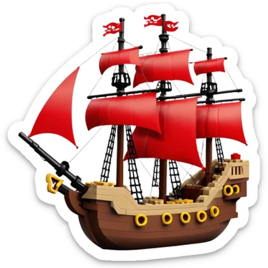 Pirate Ship (Toy) - Lego Pirate Ship (Model Year: 2021) (Iconic colour: Brown with red sails) sticker