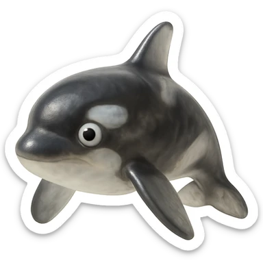 hyper-detailed retro 90's toy style orca, very transparent, natural black and white, soft plastic, derpy eyes, soft reflections, soft and squishy, some cloudiness, not shiny, highly detailed, appealing, no tag, no background sticker