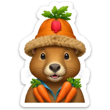 capybara wear carrot hat sticker
