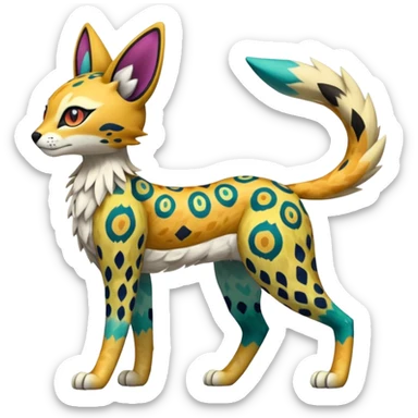 Colorful Meloetta-Vernid-Sergal-Serval-Pokémon-Fakémon-fusion-hybrid-creature sticker