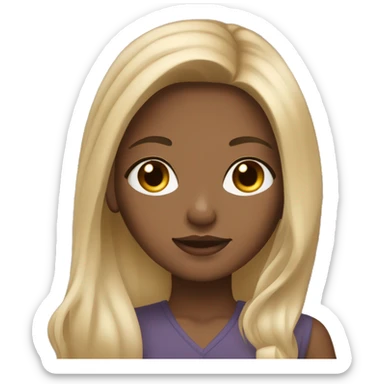 brown long hair girl with blonde highlights, brown eyes, and ling lashes sticker