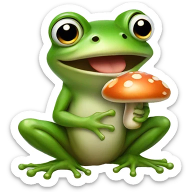 Frog holding mushroom sticker