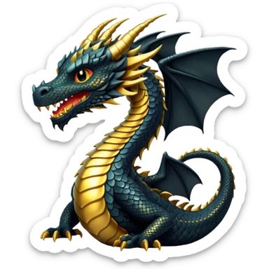 Black and gold Fantasy dragon sticker