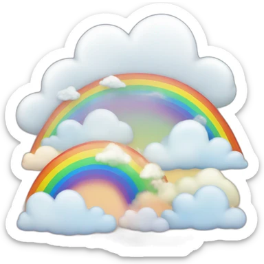 A rainbow cloud filled with cute joyful pride things sticker