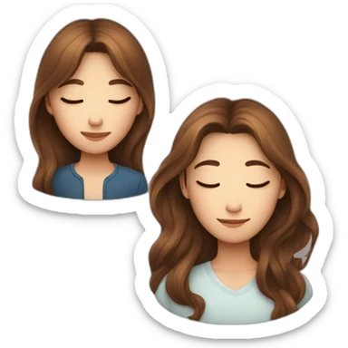 Beautiful Girl with long brown hair and boy with short brown hair sleeping at night sticker