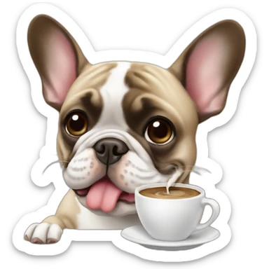 FRENCH BULLDOg drinking coffee sticker