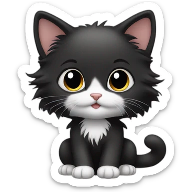 small long hair kitten black sticker