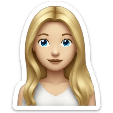 a girl with long dark blond hair, blue eyes sticker